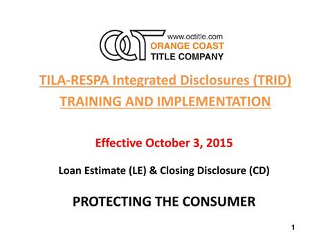 PDF TILA RESPA Integrated Disclosures TRID Power Point Date Rev2