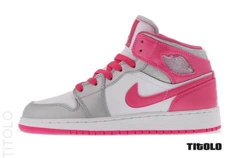 Air Jordan 1 Mid GS White Metallic Platinum Dynamic Pink