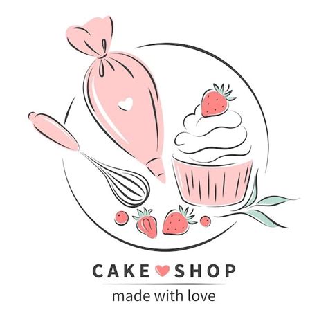 Premium Vector Cake Shop Logo Set Of Tools For Making Cakes Cookies