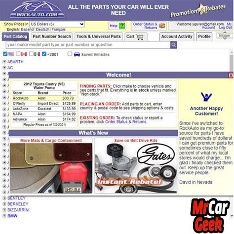 RockAuto - Best Car Parts Sites - MrCarGeek