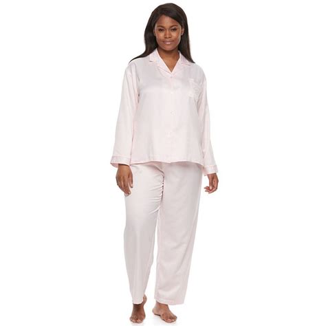 Plus Size Miss Elaine Essentials Pajamas Brushed Back Satin Sleep Top