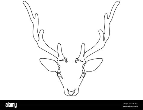 head of a young deer with antlers. One line drawing. Minimal art Stock ...