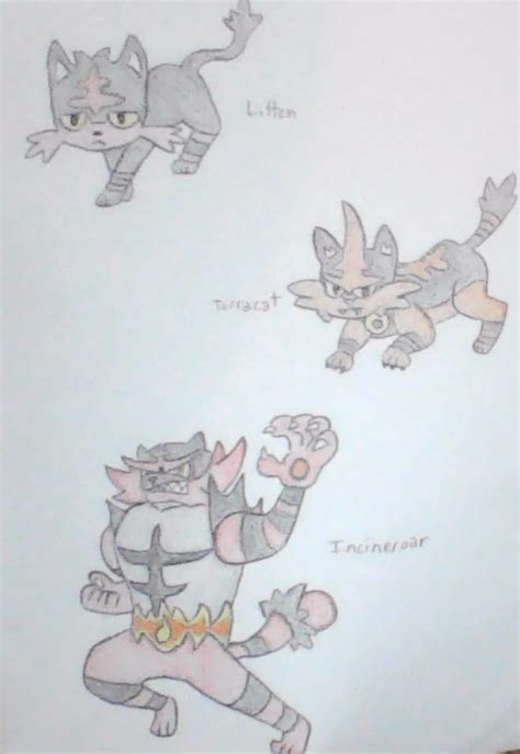 Litten evolution by TabthTheCat3778 on DeviantArt