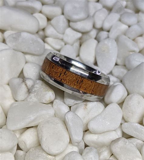 Whiskey Barrel Wood Custom Inlay Ring Please Choose Ring Material, Ring ...