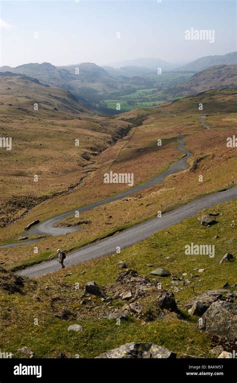 Hardknott Pass The View Down Eskdale From The Road The Lake District National Park Cumbria