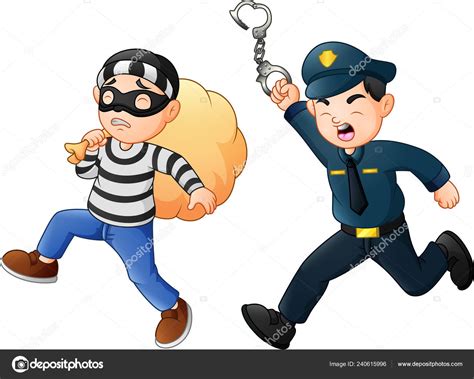 Policeman Tries Chase Thief Stock Vector By Idesign2000 240615996