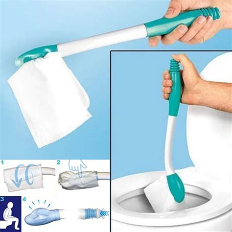 Long Handle Reach Comfort Bottom Wiper Self Wipe Assist Holder Toilet