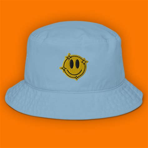 Smiley Face Bucket Hat Happy Face Embroidery Rave Bucket Hat Edm