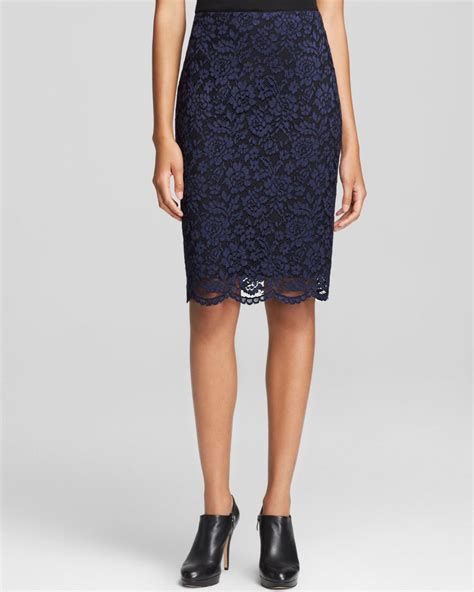 Lyst Vince Camuto Floral Lace Pencil Skirt In Black