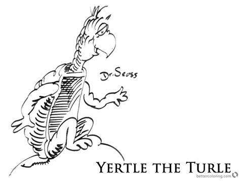 Dr Seuss Yertle The Turtle Coloring Page Sitting On A Rock Free