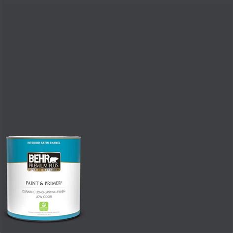 BEHR PREMIUM PLUS 1 Qt HDC MD 04 Totally Black Satin Enamel Low Odor