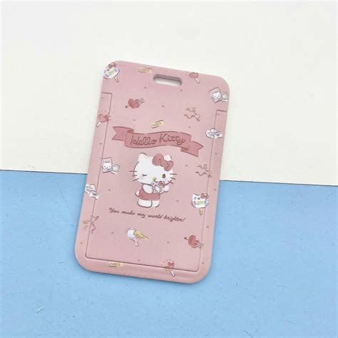 Hello Kitty Women Business Card Holder Cartoon Cute Lanyard Credit Card
