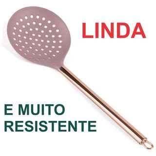 Utensílios Rosa Cabo Rose Gold Escumadeira Espátula Colher ou Concha