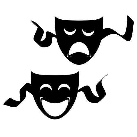 Theater Mask Vector Icon With Black Ribbon Strap Drama And Comedy Face