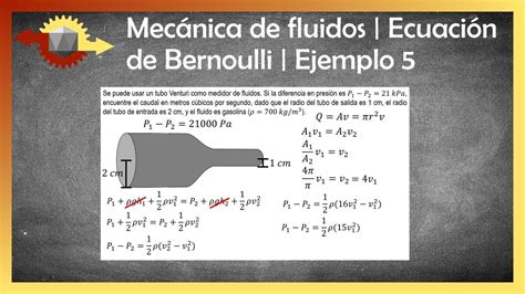 Mec Nica De Fluidos Ecuaci N De Bernoulli Ejemplo Youtube