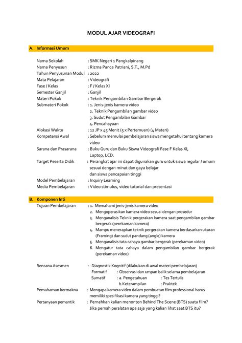 Modul Ajar Desain Komunikasi Visual Modul Ajar1 Videografi Fase F