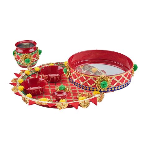 Hathkaam Karwachauth Thali Set For Women Pc Indian Decorative Pooja