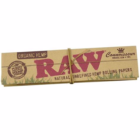 Raw King Size Slim Organic Hemp Connoisseur • Rolling Papers Tips