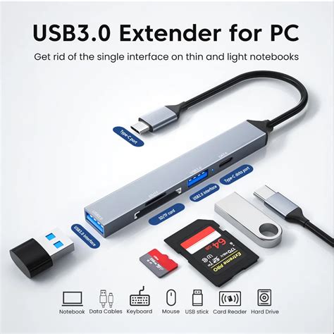 5 In 1 ฮับ Usb 30 Type C หน่วยความจํา Sd Tf การ์ดรีดเดอร์ Usb 20 Usb