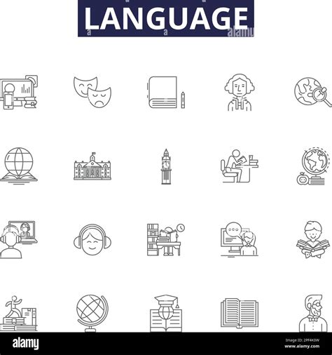 Language Line Vector Icons And Signs Language Verbal Vocabulary