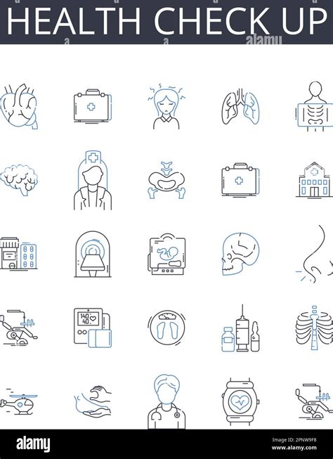 Collection d icônes de la ligne de contrôle d intégrité Examen médical