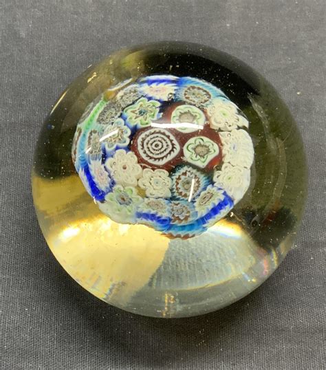 At Auction Vintage Murano Millefiori Art Glass Paperweight