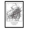 Lámina Mapa De La Ciudad Cancun Nordico En Blanco Y Negro Poster A4