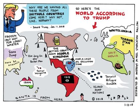 The World According To Trump An S Hole Sensitive World Map Cartoon