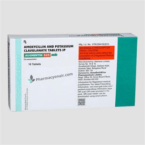 Augmentin 625mg Duo Amoxycillin And Potassium Clavulanate Tablets