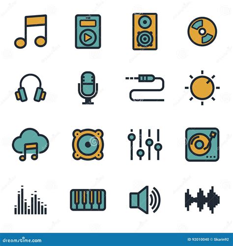 Vector Flat Music Icons Set Stock Illustration Illustration Of