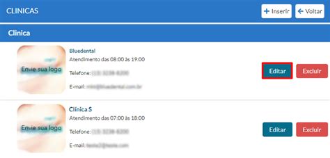 Como alterar as informações da minha clínica BlueDental Central de