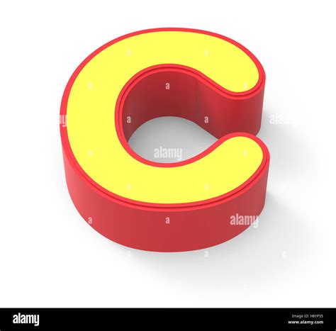 Red Framed Yellow Letter C 3d Rendering Graphic Isolated On White