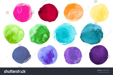 Bright Colorful Watercolor Circles Set Hand Stock Illustration 1938613981