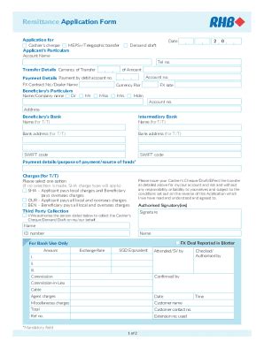 Fillable Online Remittance Application Form Mar Fax