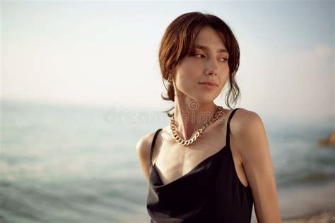 Tanned Girl In White Bikini Standing On SUP Board Stock Image Image