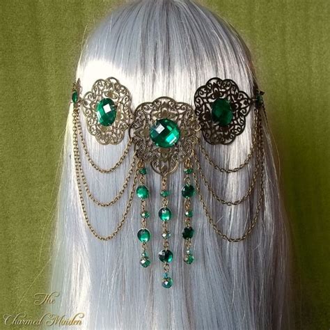 Medieval Headdress Green Renaissance Circlet By Thecharmedmaiden