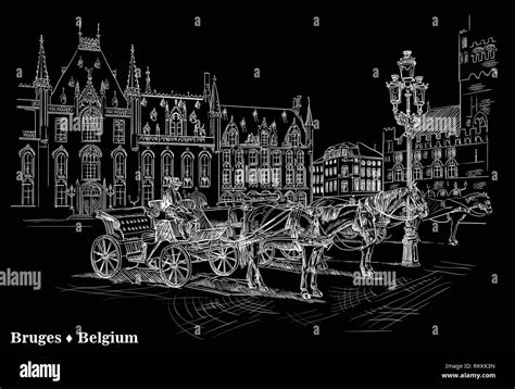 View On Landmark Grote Markt Square In Medieval City Bruges Belgium