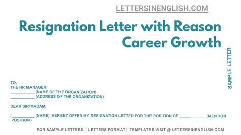 Resignation Letter With Reason Career Growth Sample Letter Of