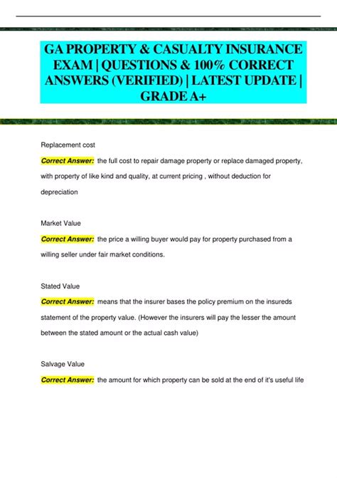 Ga Property And Casualty Insurance Exam Questions And 100 Correct Answers Verified Latest