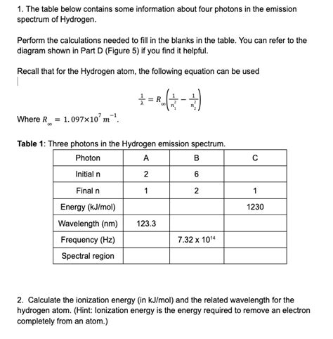 Solved Please Show Steps When Performing Calculations To Fill In The Table 1 The Table Below