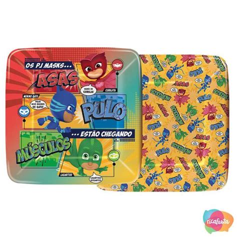 Conjunto De Pratos Quadrados Pj Masks De Cm Decora O Tem Tica