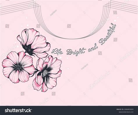 Hand Drawn Flowers Around Neck On Pink Royalty Free Stock Vector