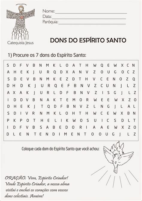 Catequista Jesus Atividade Dons do Espírito Santo 7000 Hot Sex Picture