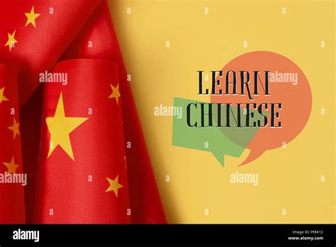 Some Flags Of China And The Text Learn Chinese On A Yellow Background