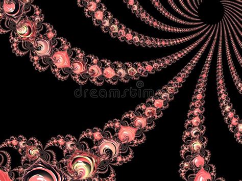 O Coral Abstrato No Fractal Espiral Textured Preto D Rende Para O