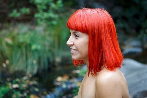 Attractive Red Hair Girl Without Clothes In The Nature Background And Picture For Free Download