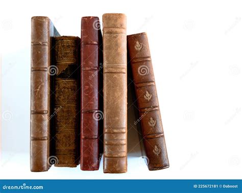 Row Of Old Books On White Background Stock Image Image Of Collection