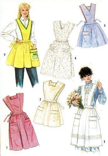 Simplicity 7658 Pinafore Apron Pattern Vintage 1980s Set Of Aprons