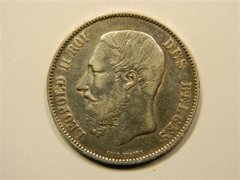 5 Francs Léopold II 1874 TTB Belgique Argent 900 EB91062