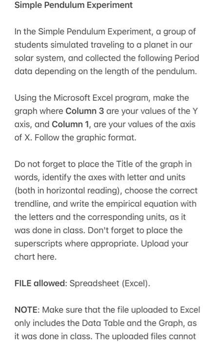 Simple Pendulum Experiment In the Simple Pendulum | Chegg.com